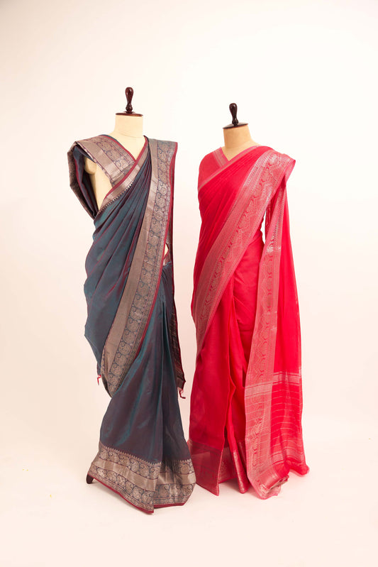 Pink Mangalagiri Cotton Silk Saree with Big Zari Border