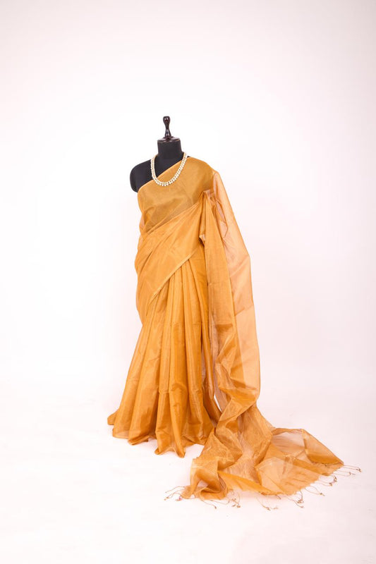Gold Maheshwari Tissue Saree