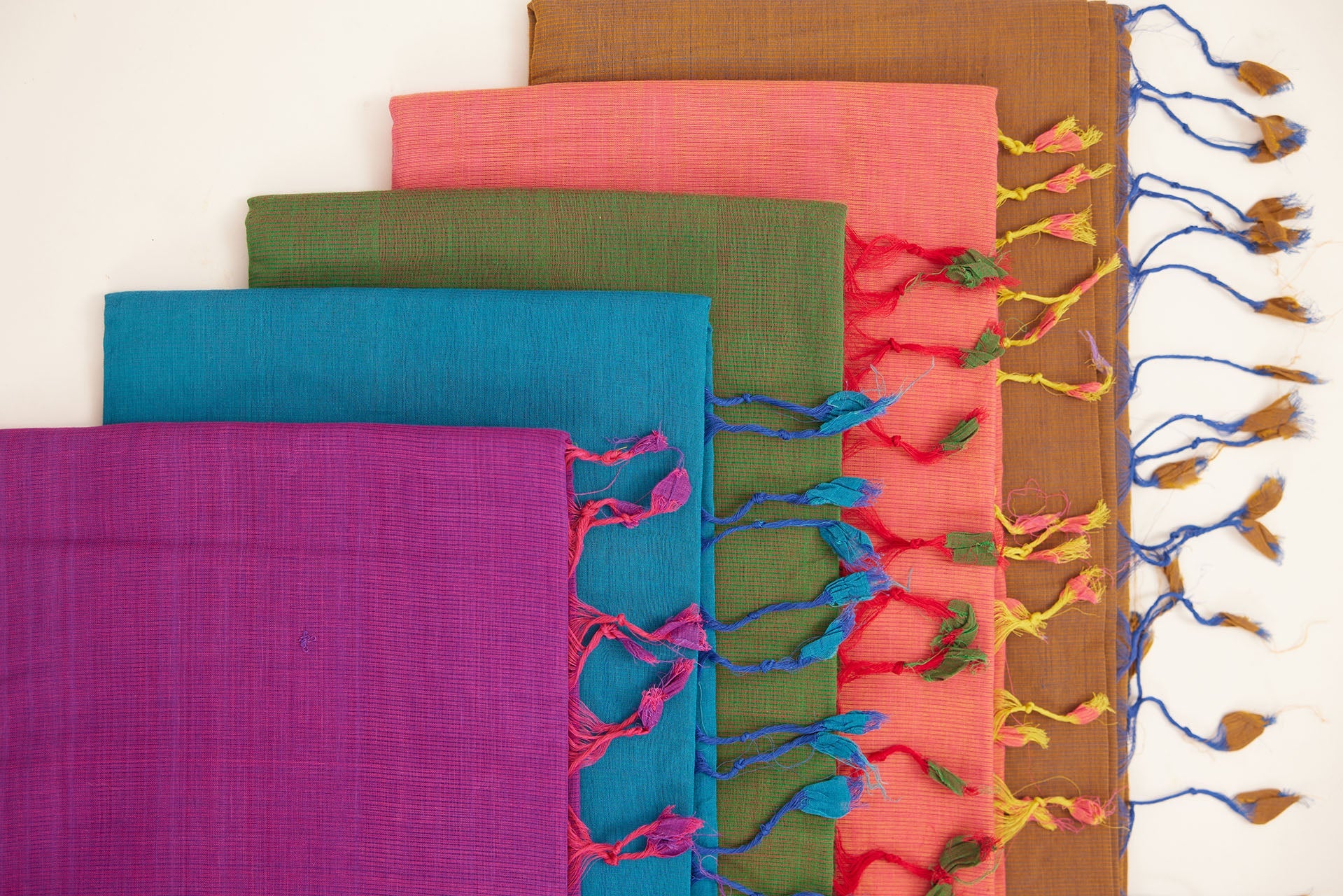 Plain Purple Mangalagiri Cotton Saree with Yellow Block Print Blouse