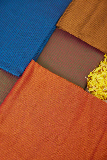 Gold Self-Checked Mangalagiri Cotton Silk Saree with Purple Pallu