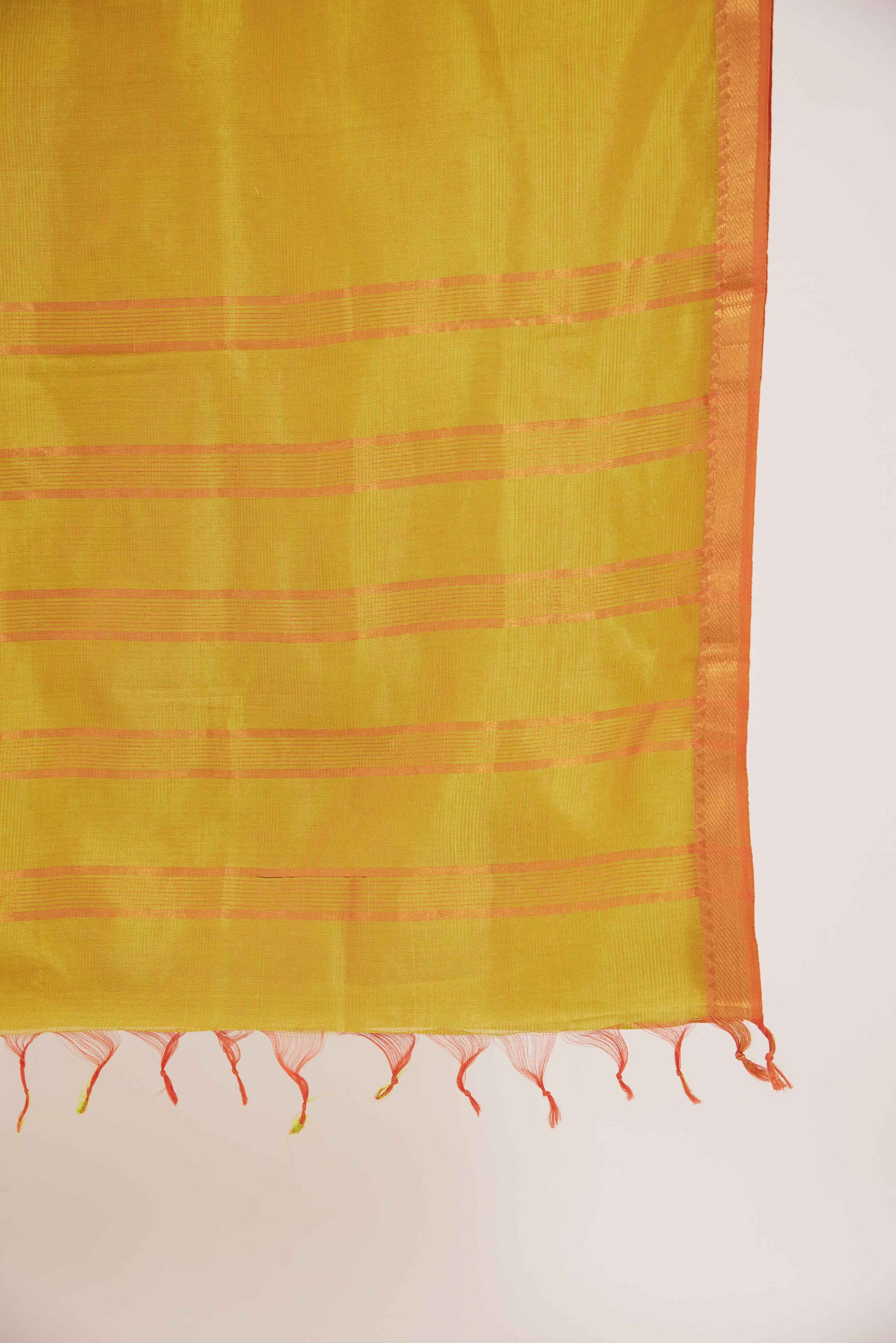 Yellow Mangalagiri Cotton Silk Saree with Gold Zari Border