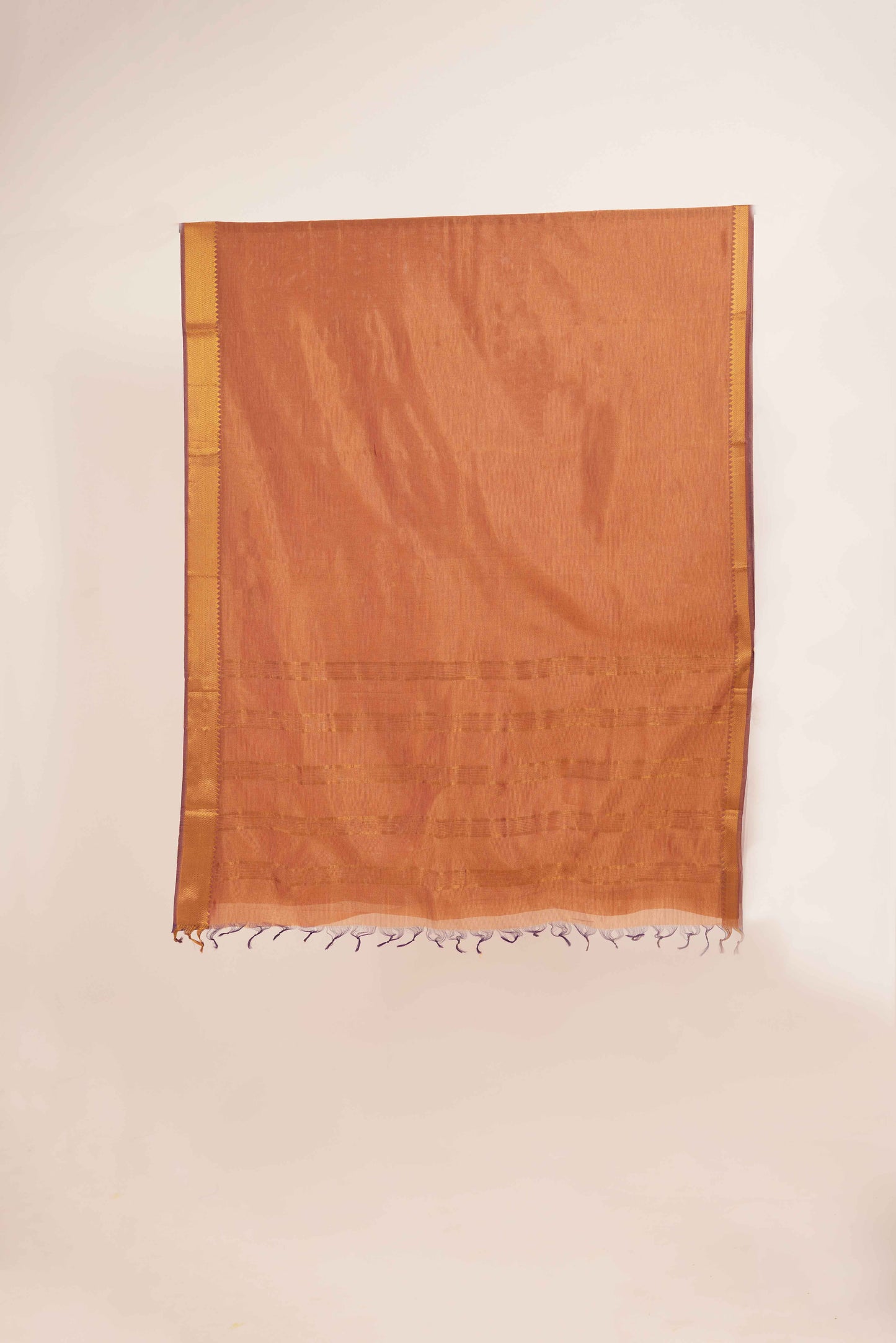Rust Mangalagiri Cotton Silk Saree with Gold Zari Border