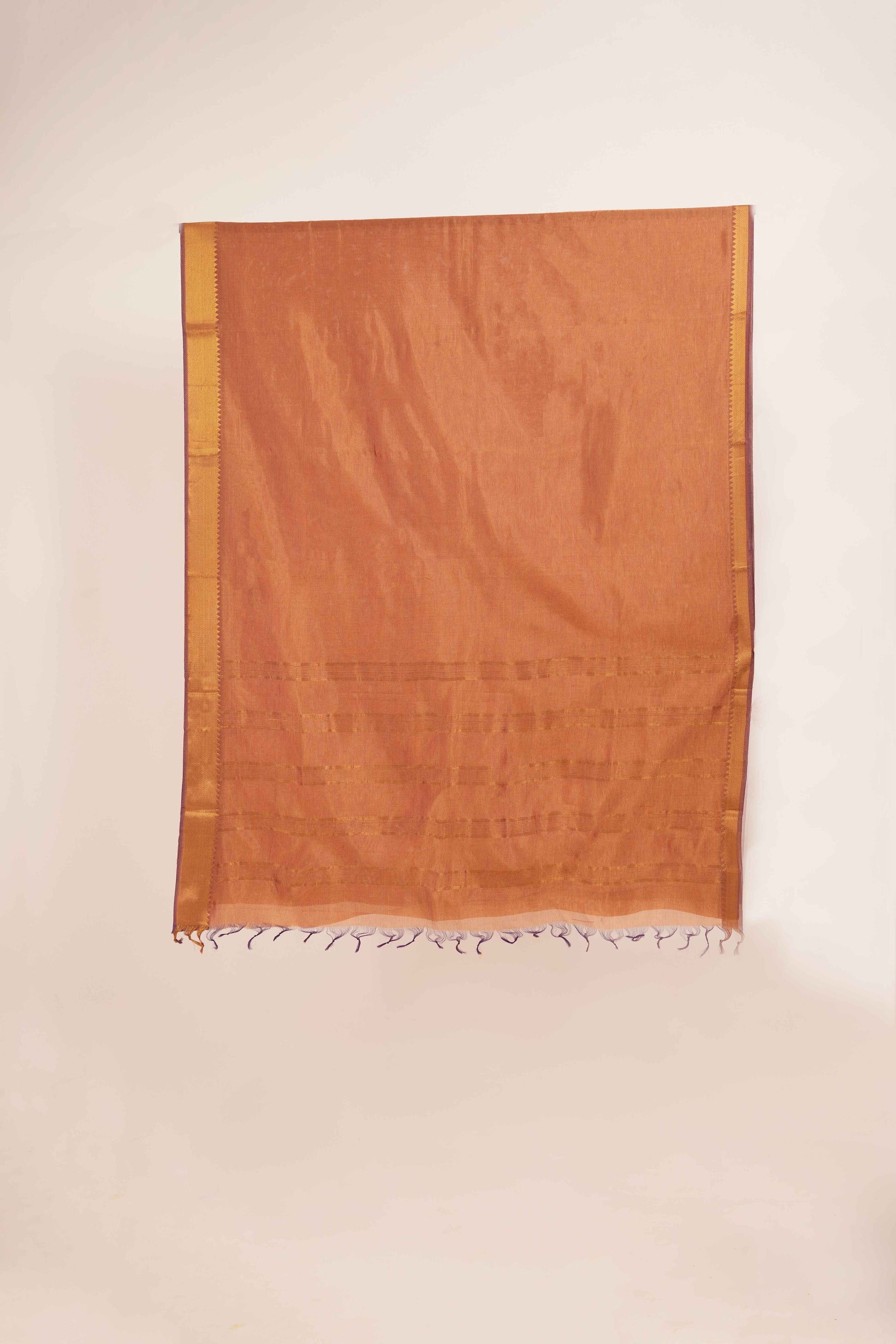 Rust Mangalagiri Cotton Silk Saree with Gold Zari Border