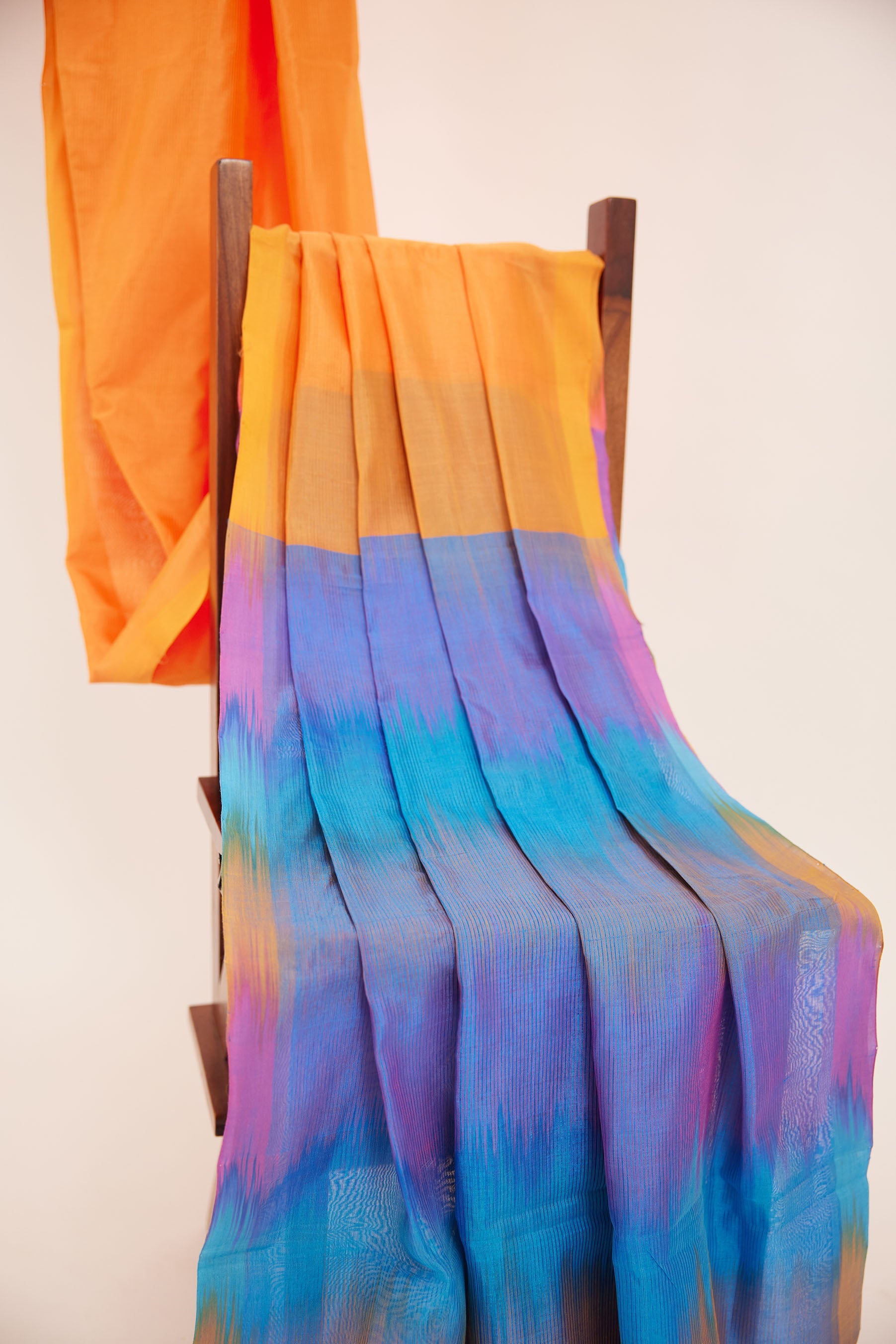 Mango Mangalagiri Cotton Silk Saree with Blue Ikat Pallu