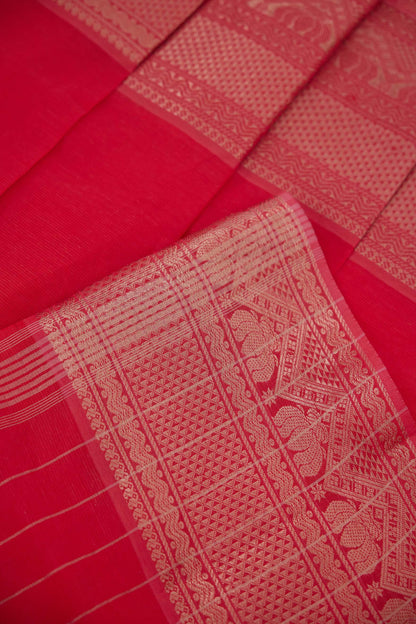 Pink Mangalagiri Cotton Silk Saree with Big Zari Border
