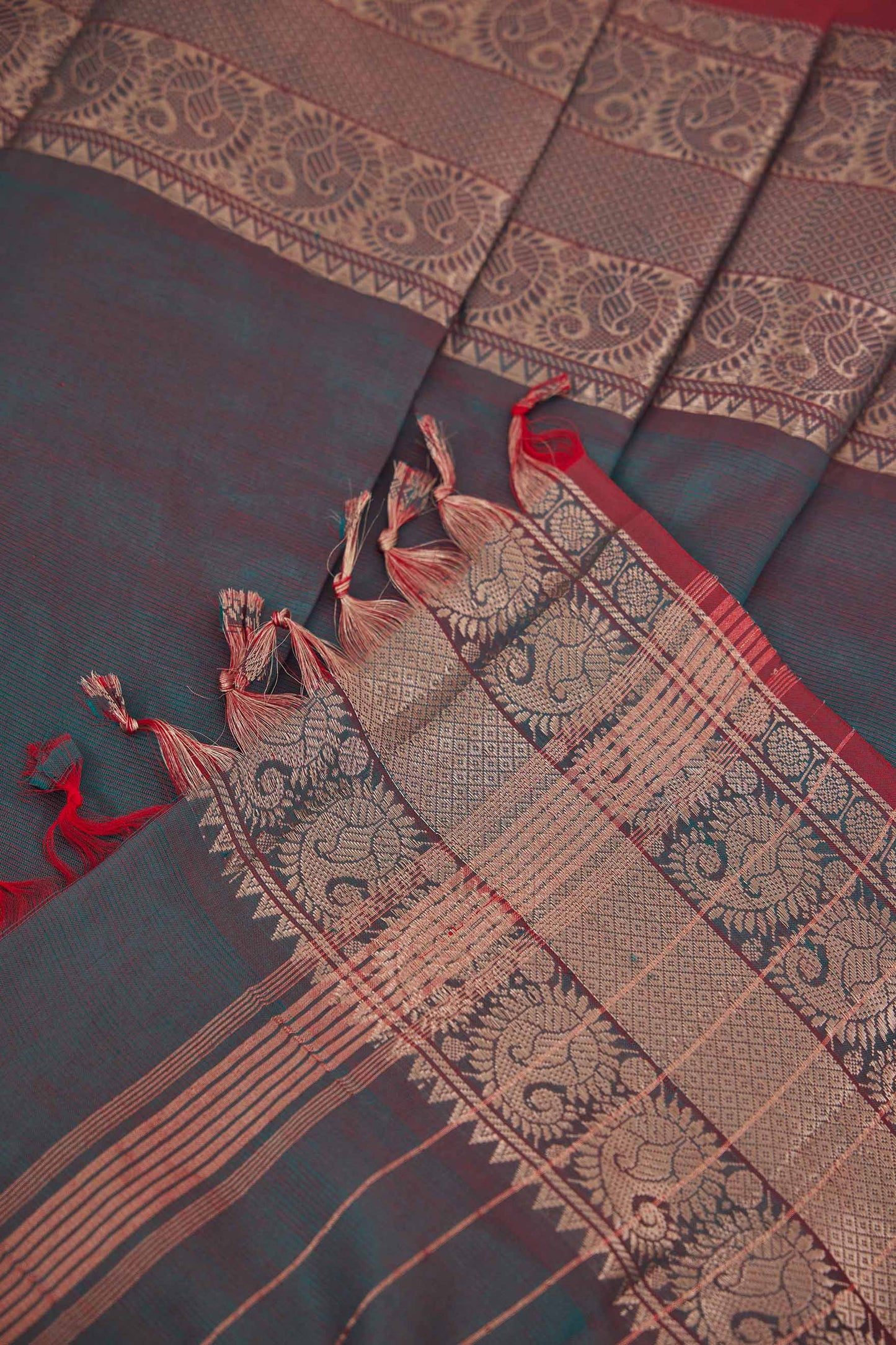 Pink Mangalagiri Cotton Silk Saree with Big Zari Border