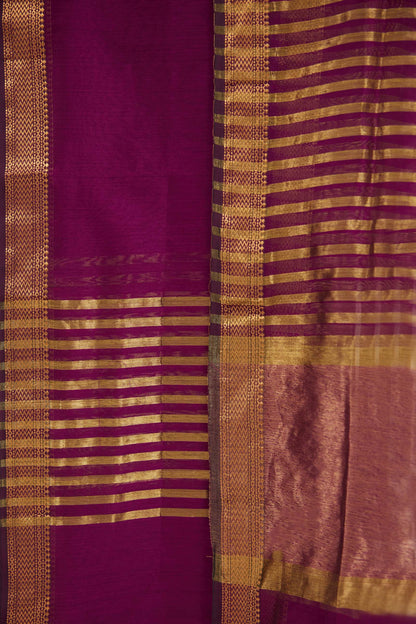 Maheshwari Cotton Silk Dress Material – Purple with Gold Zari