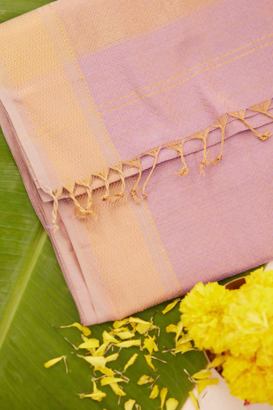Lavender Maheshwari Tissue Silk Saree with Gold Zari Weave