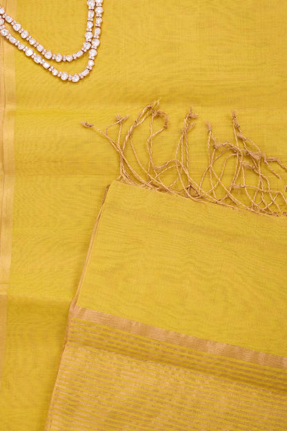 Yellow Maheshwari Tissue Saree