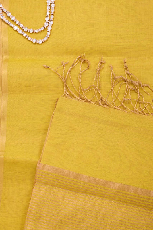 Yellow Maheshwari Tissue Saree