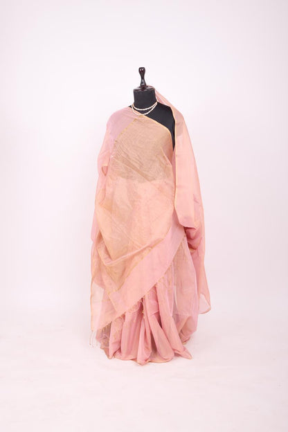 Pink Maheshwari Tissue Saree