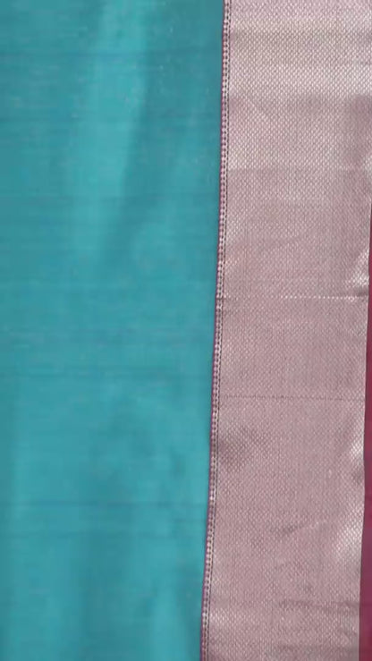 Dark Green Maheshwari Cotton Silk Saree with Red Zari Border