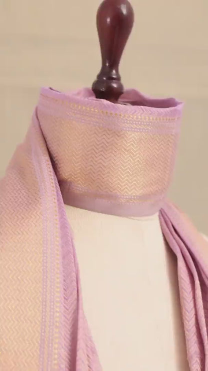 Lavender Maheshwari Tissue Silk Saree with Gold Zari Weave