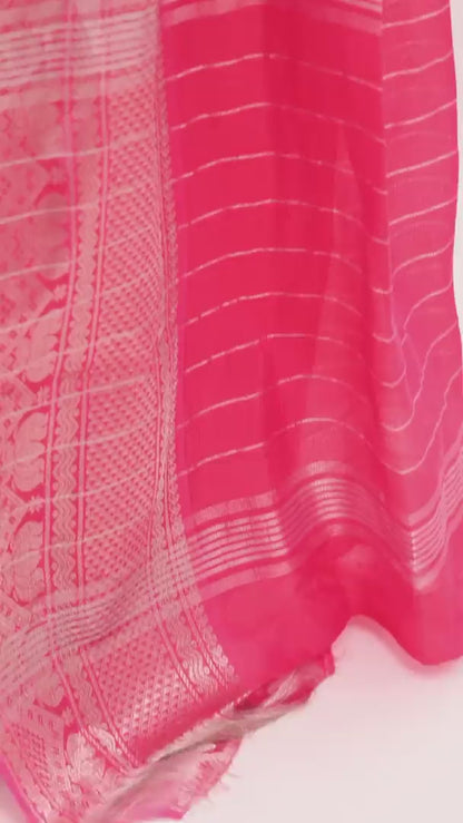 Pink Mangalagiri Cotton Silk Saree with Big Zari Border